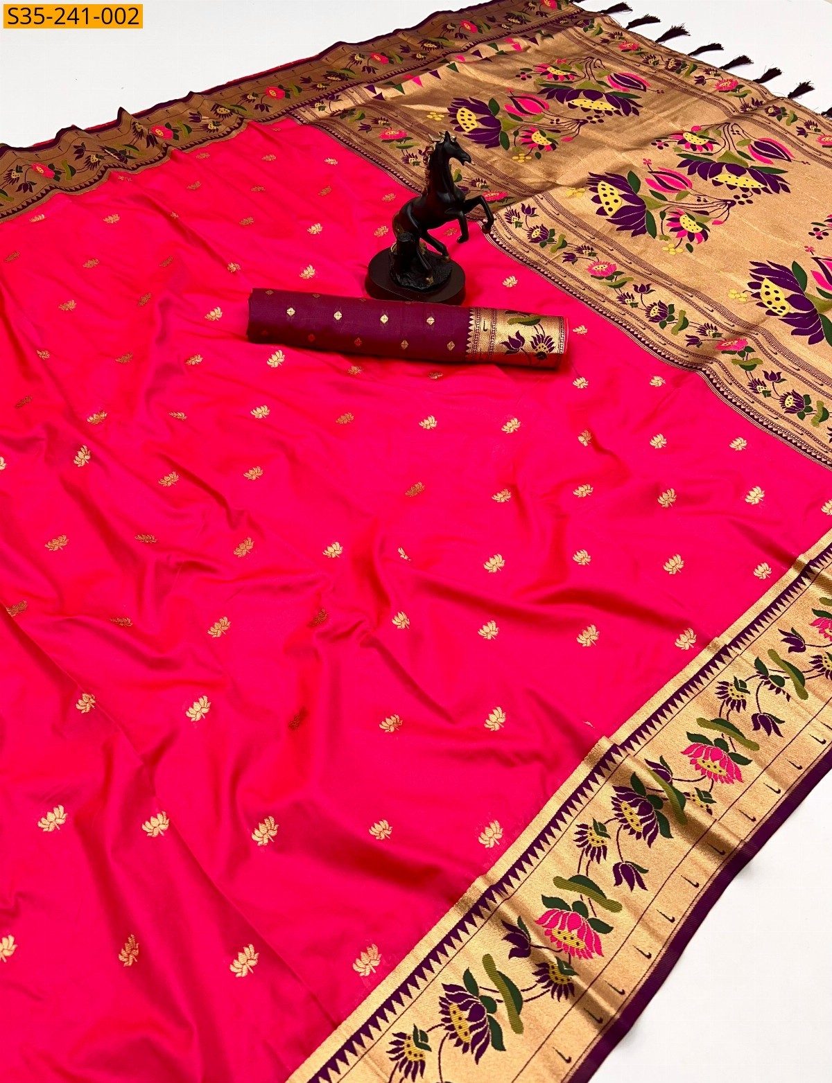 Pink Lotus paithani silk sarees