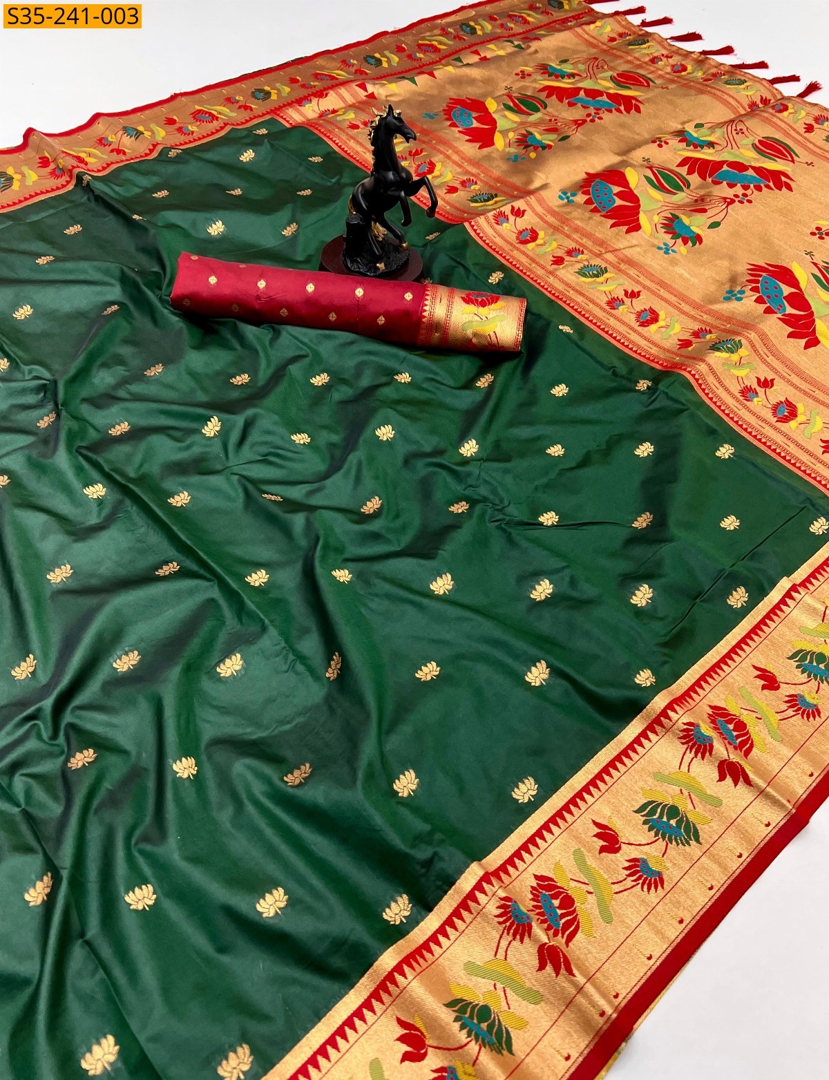 Green Lotus paithani silk sarees