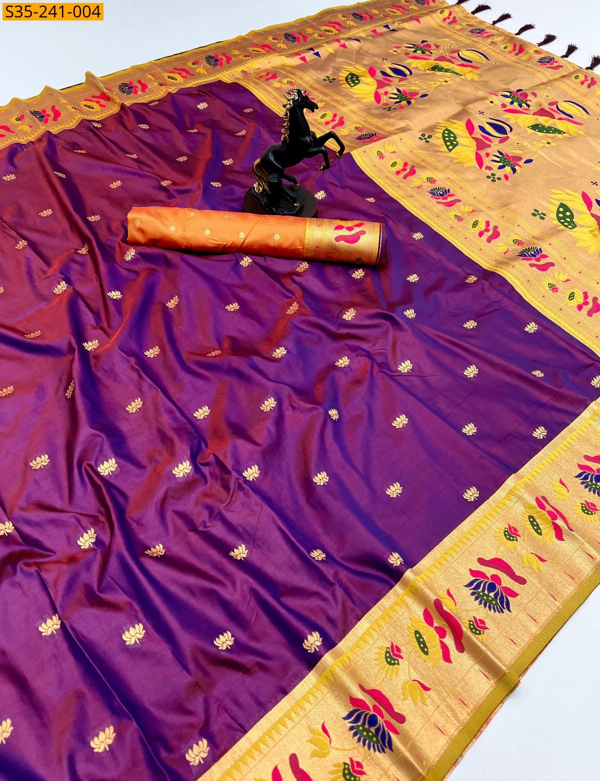Violet Lotus paithani silk sarees