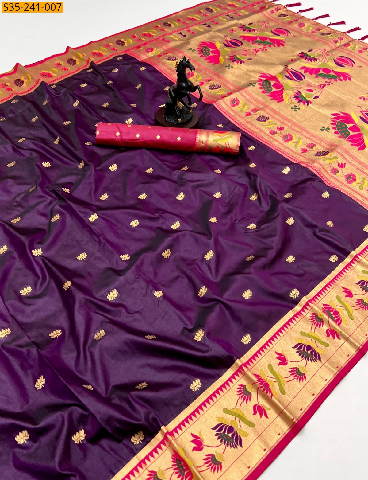 Purple Lotus paithani silk sarees