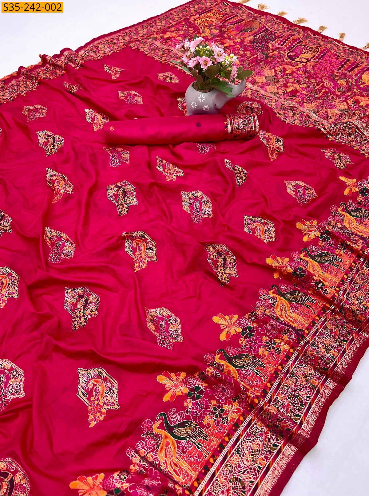 Pink Fancy soft  pashmina silk saree