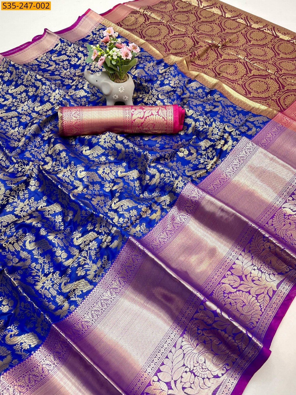Blue Fancy kanjivuram silk  saree
