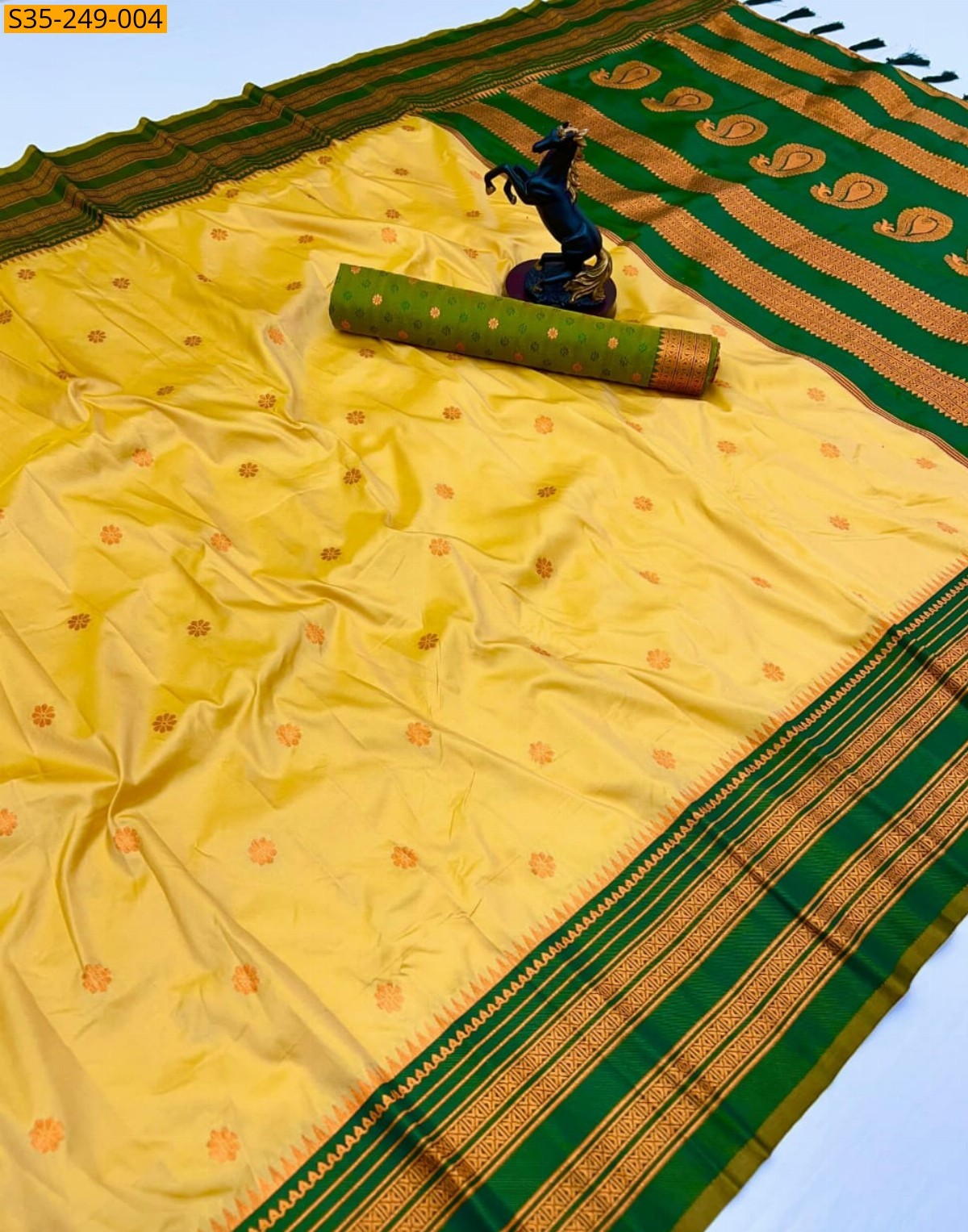 Yellow Fancy kanjivuram silk saree 