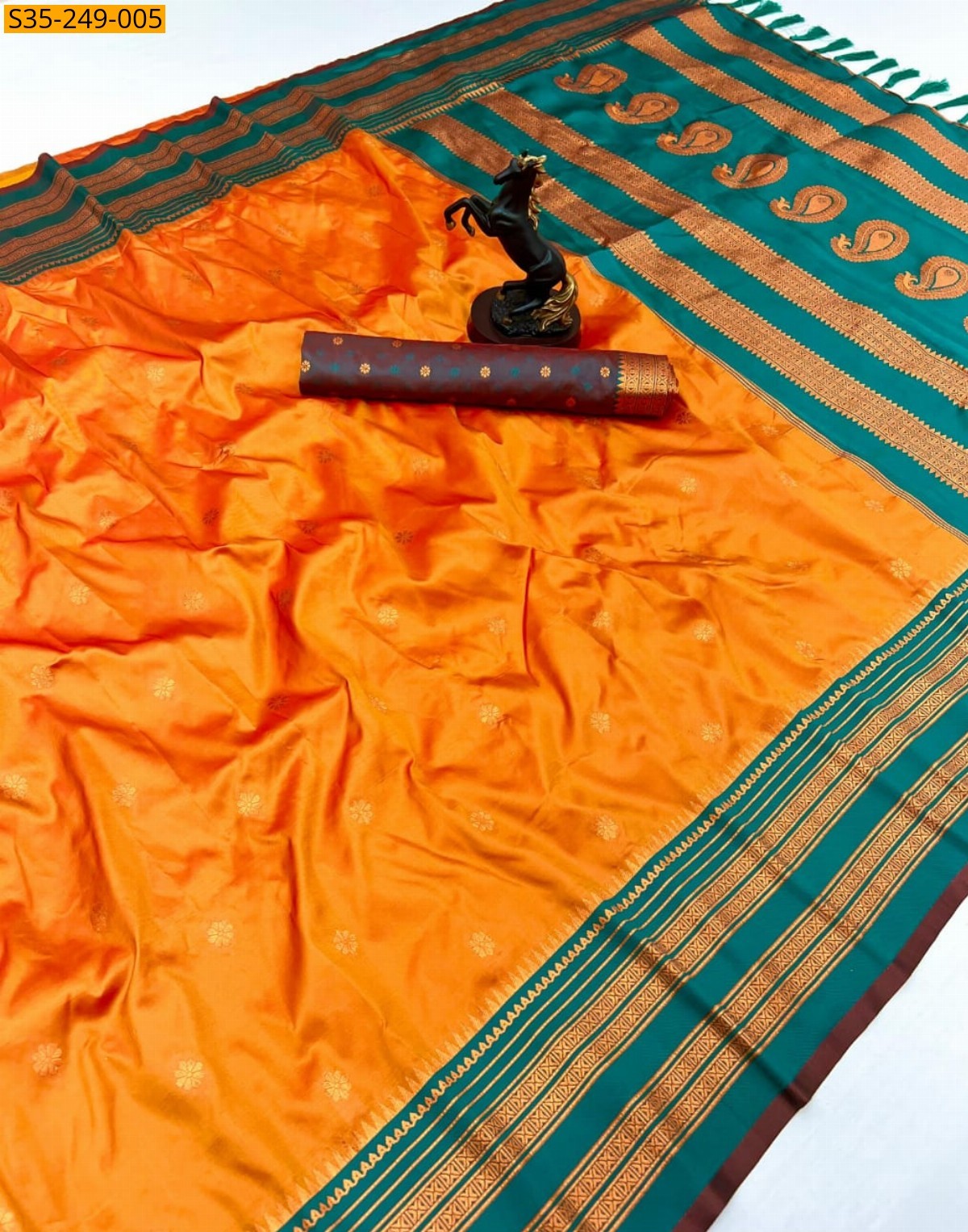 Orange Fancy kanjivuram silk saree 