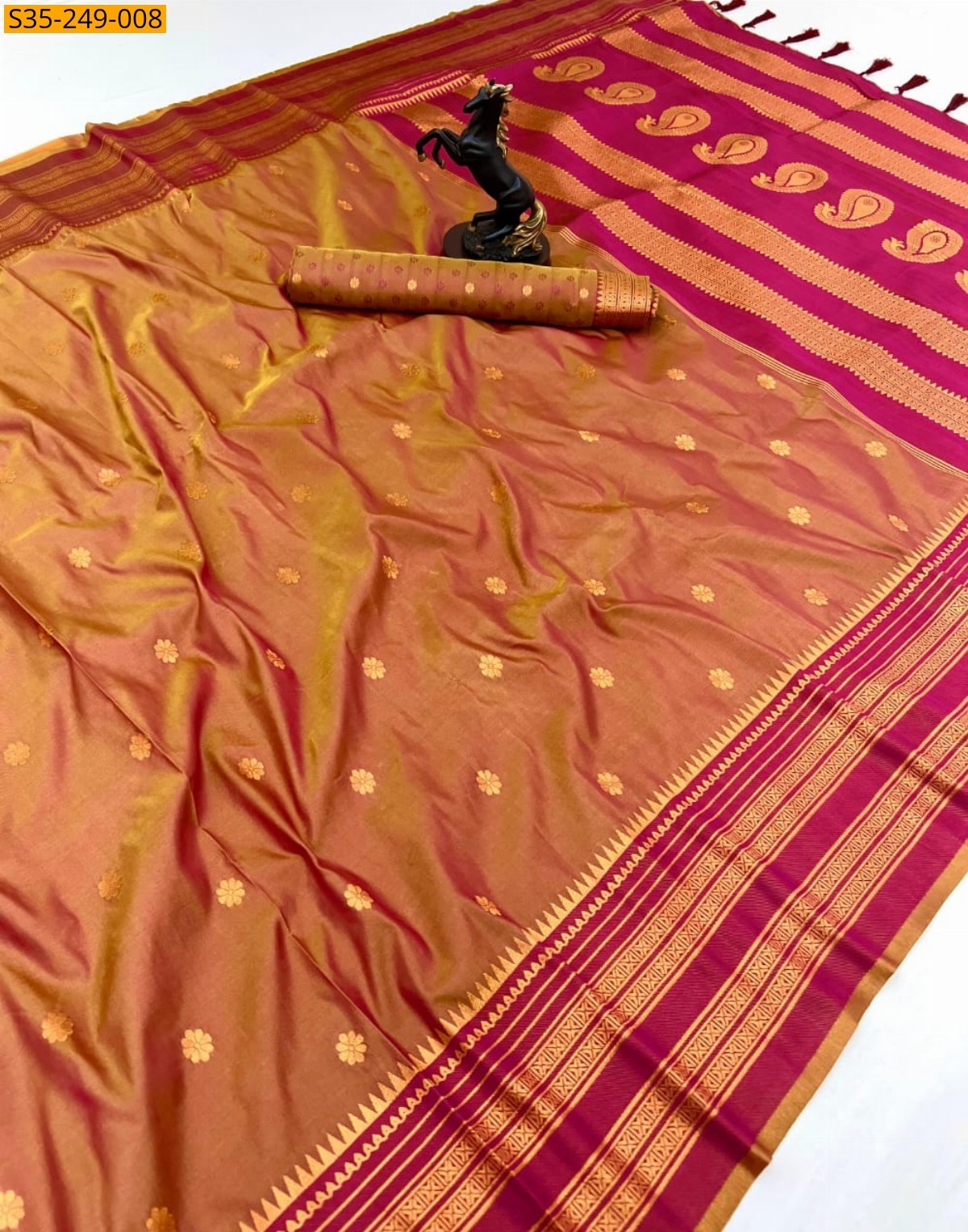 Orange Fancy kanjivuram silk saree 