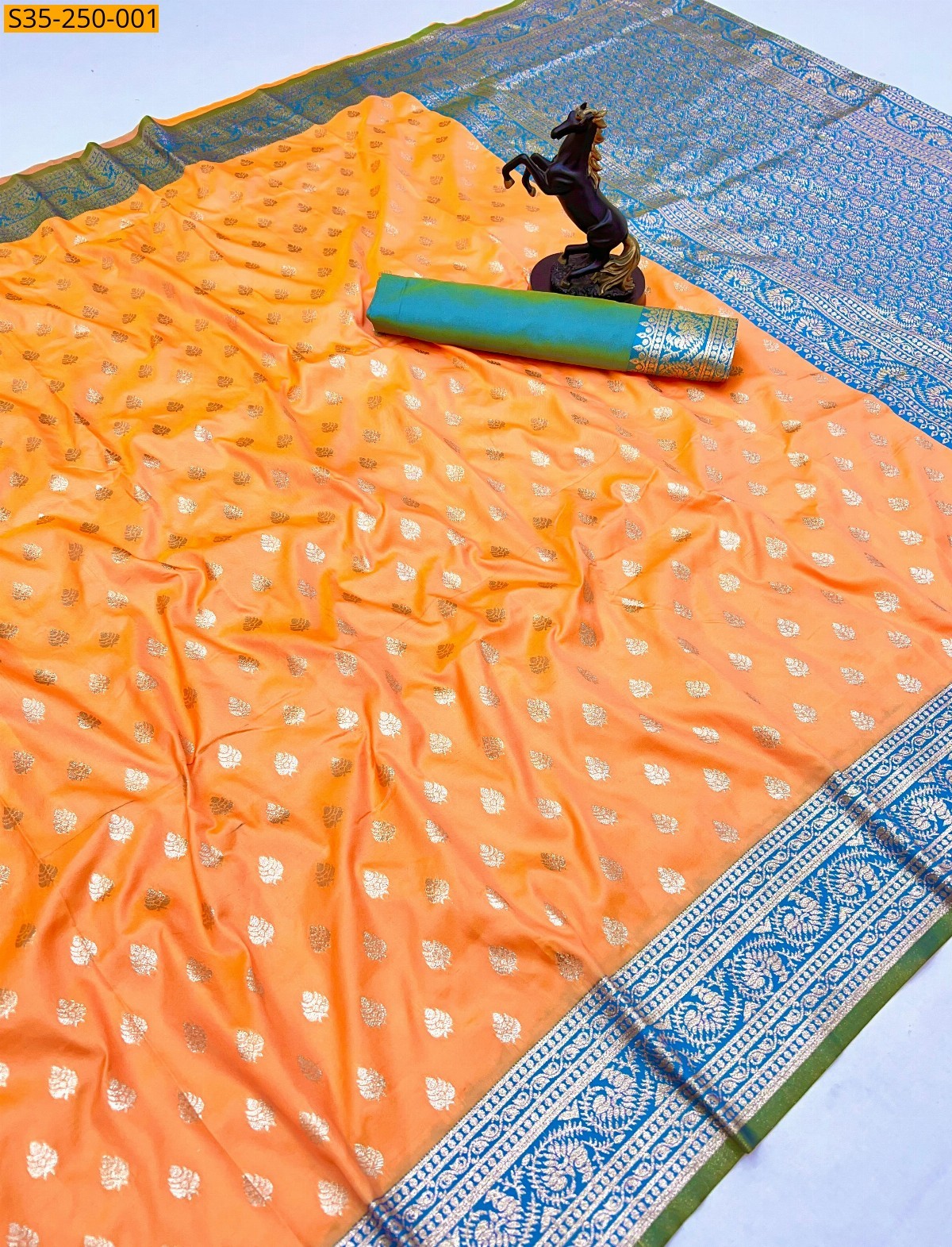 Orange Fancy banarasi silk  saree