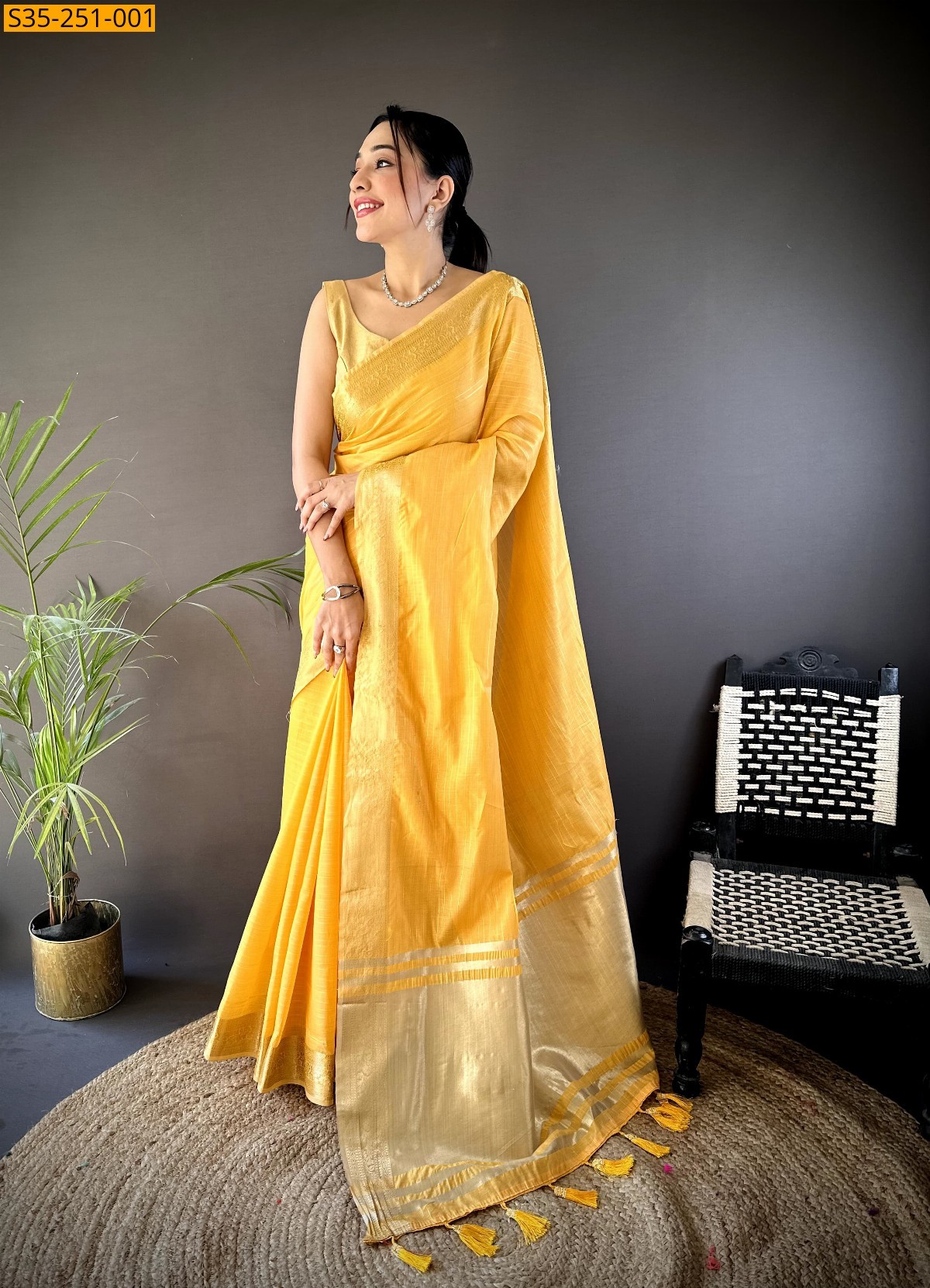 Yellow Fancy cotton sarees