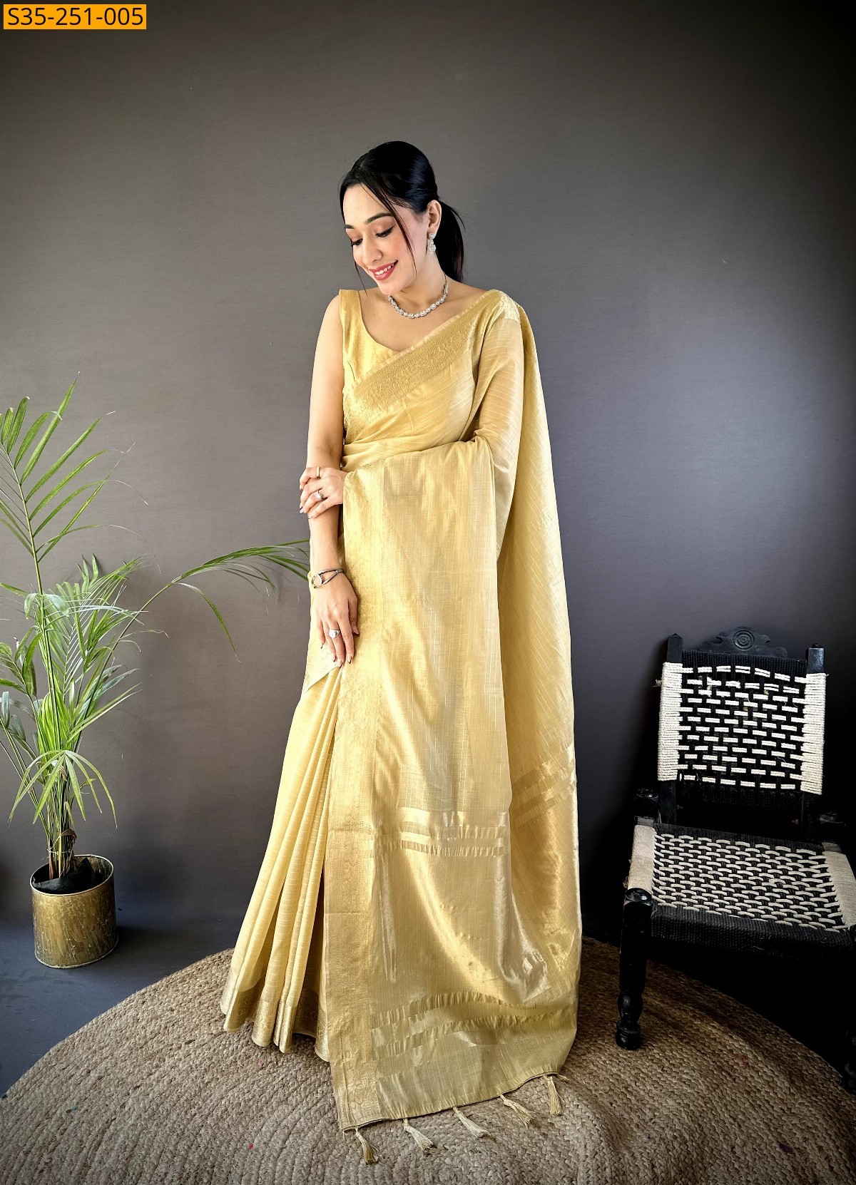 Gold Fancy cotton sarees