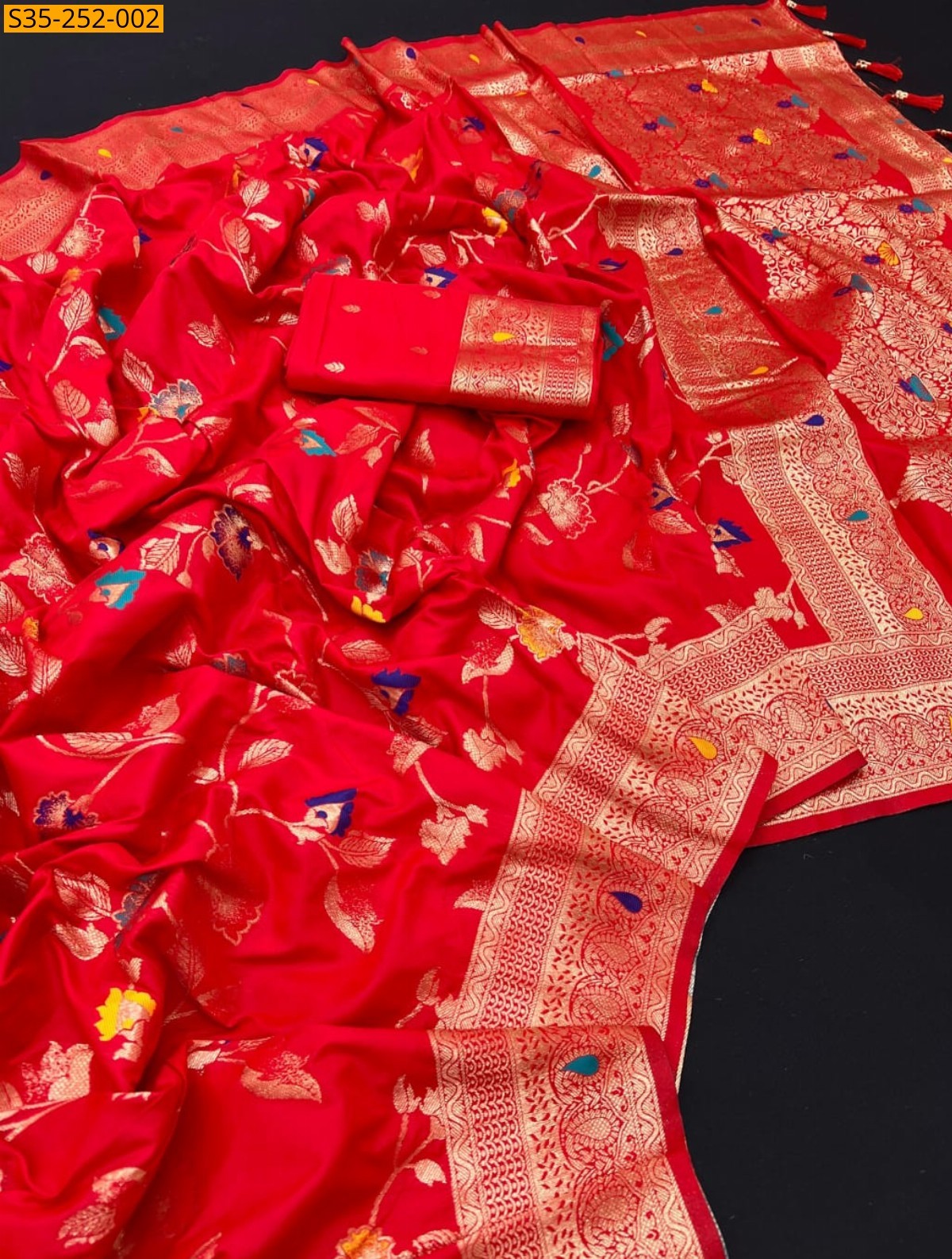 Orange Fancy Banarasi silk sarees