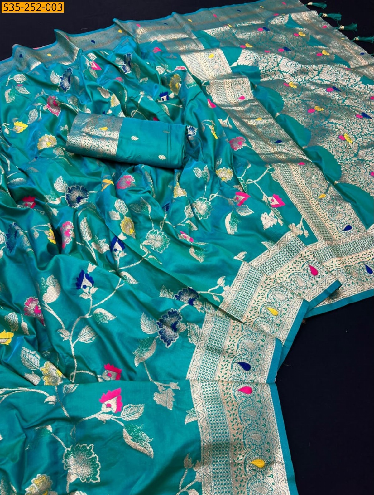 Rama Green Fancy Banarasi silk sarees
