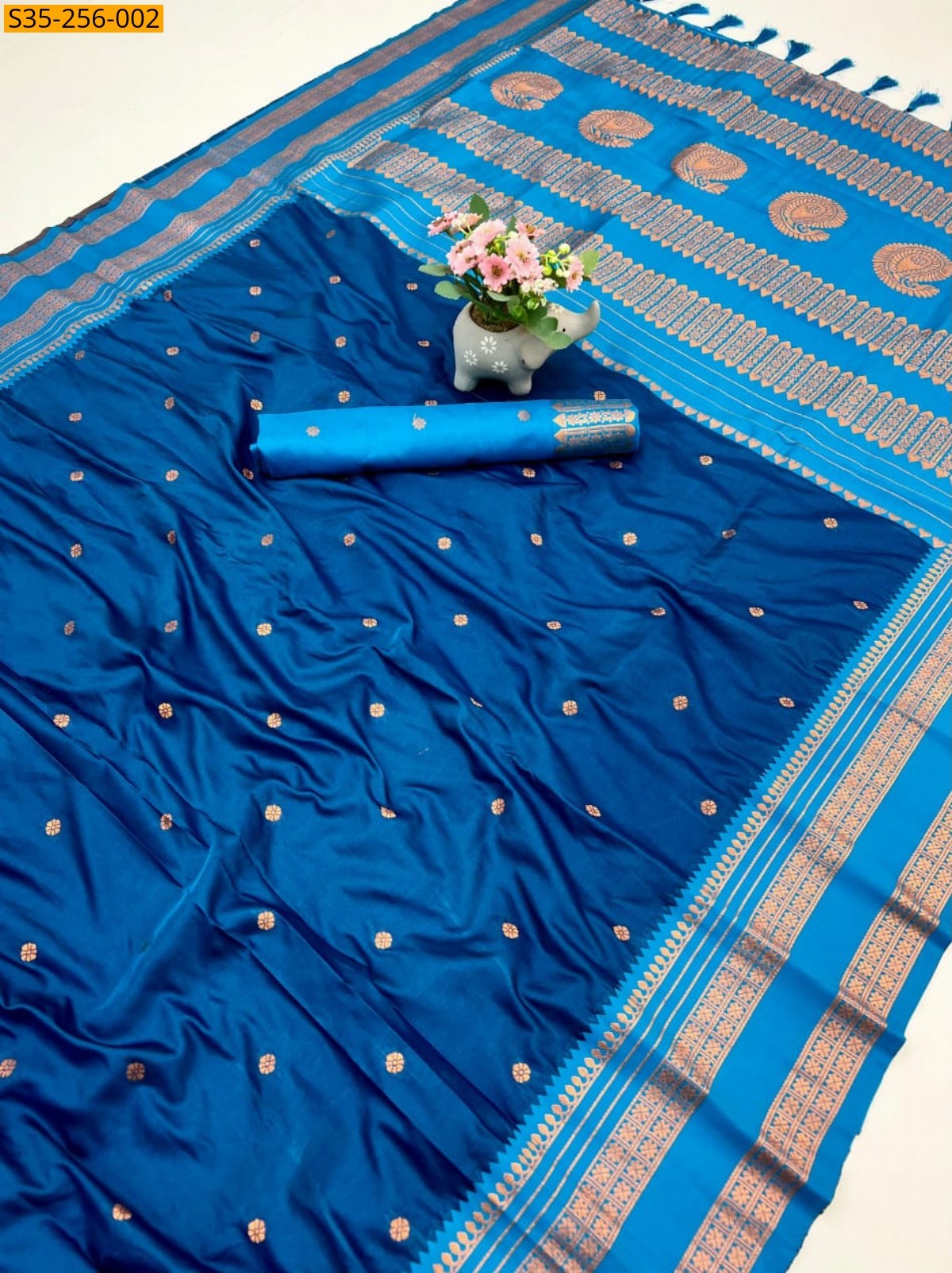 Blue Fancy soft silk  saree
