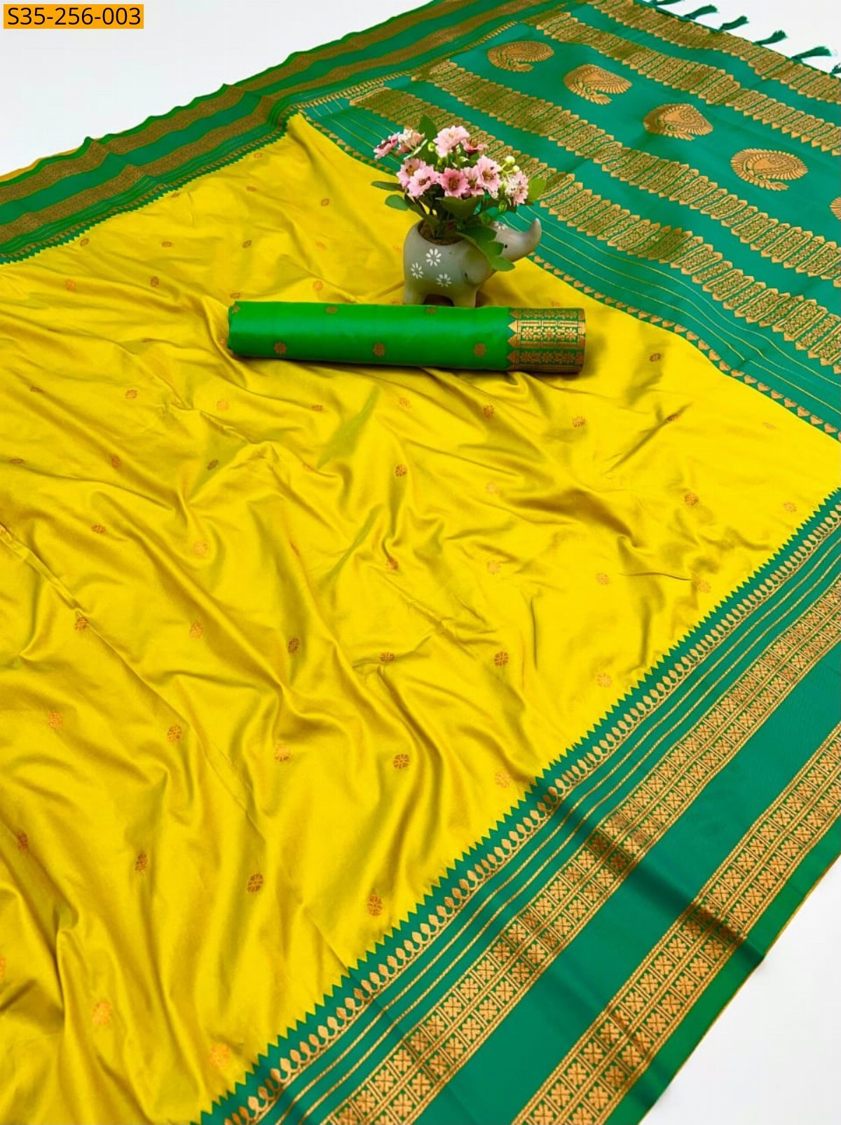 Yellow Fancy soft silk  saree