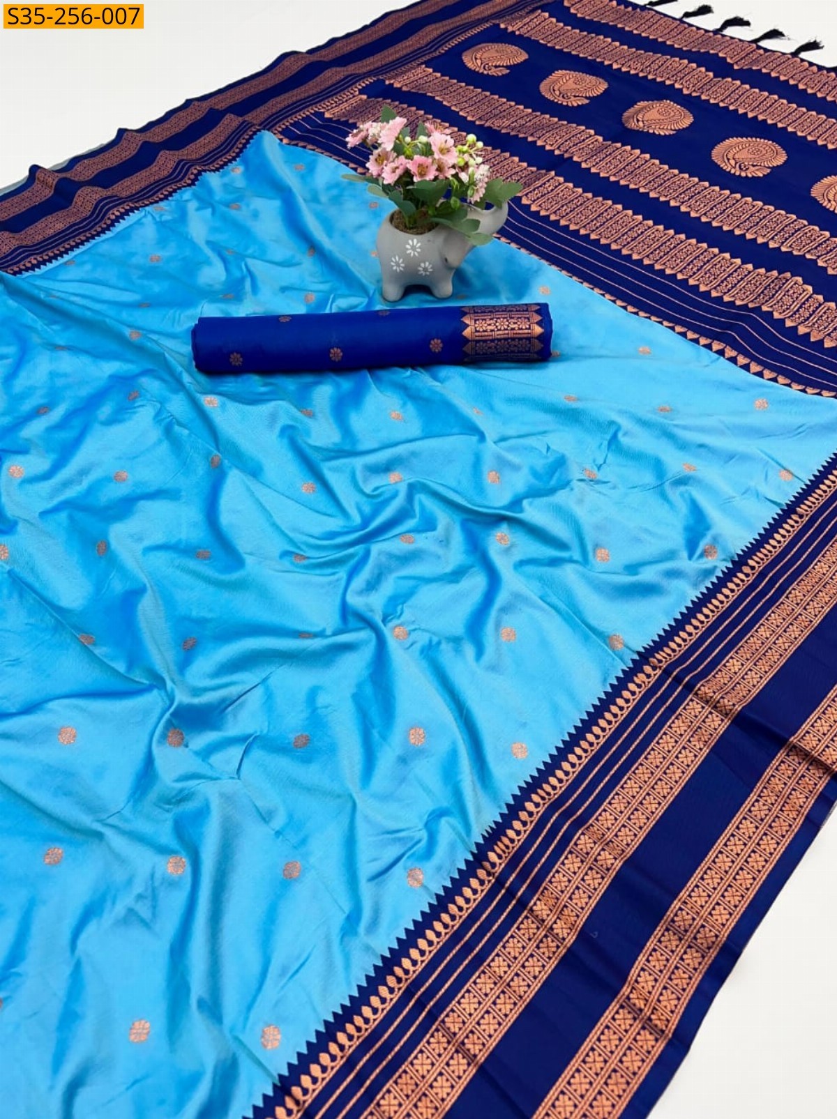 Blue Fancy soft silk  saree