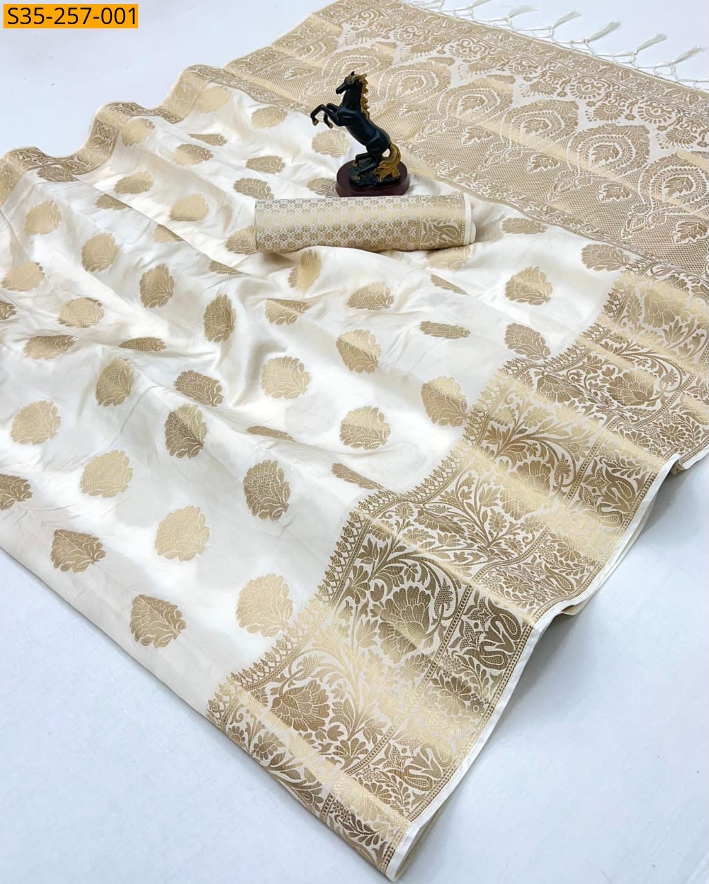 White Fancy banarasi silk sarees