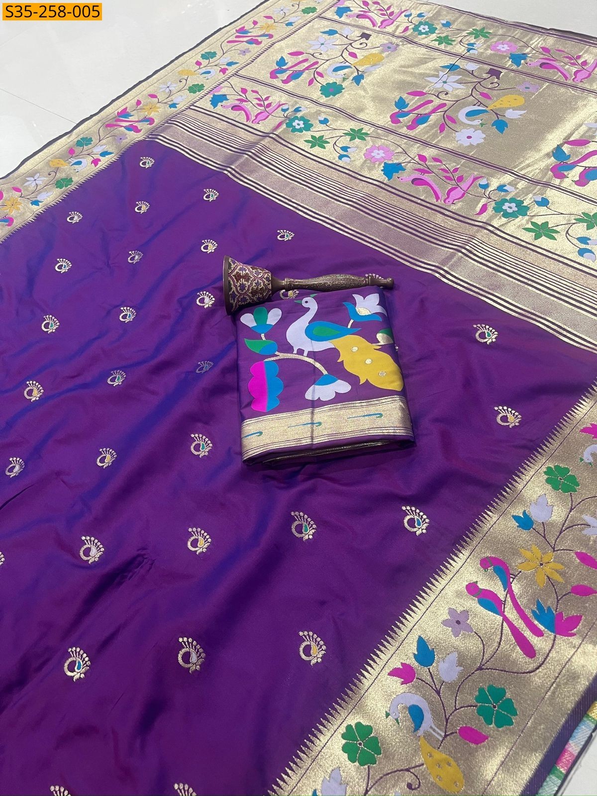 Violet Fancy Paithani silk saree 
