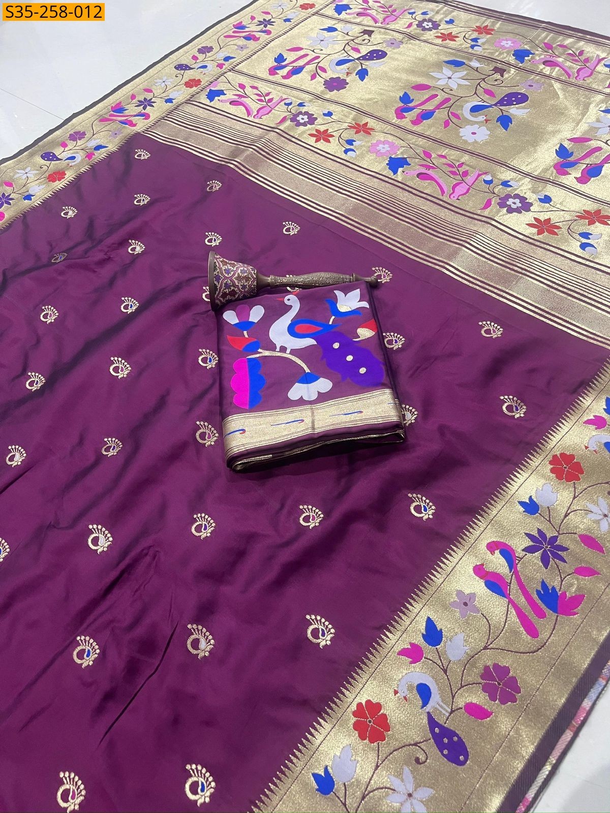 Brown Fancy Paithani silk saree 