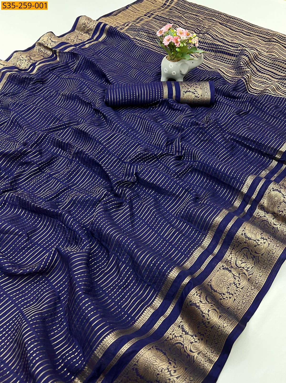 Navy blue Fancy Georgette saree 