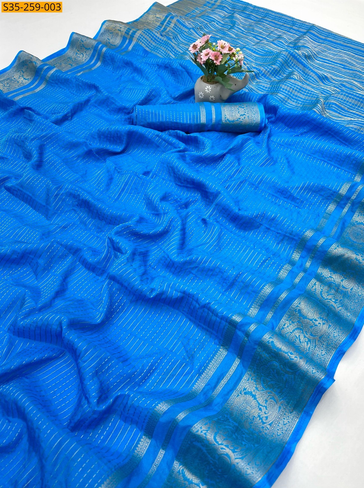 Blue Fancy Georgette saree 