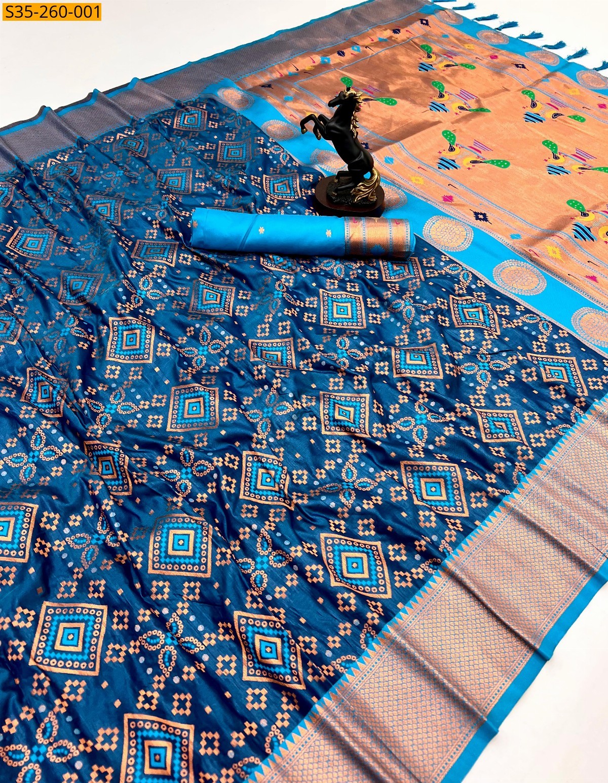 Blue Fancy Ikkat Patola Saree