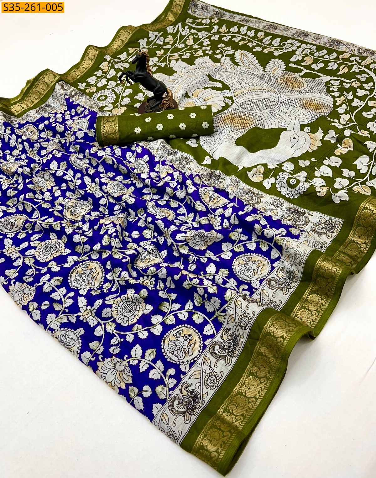 Blue Fancy Semi Viscose silk saree