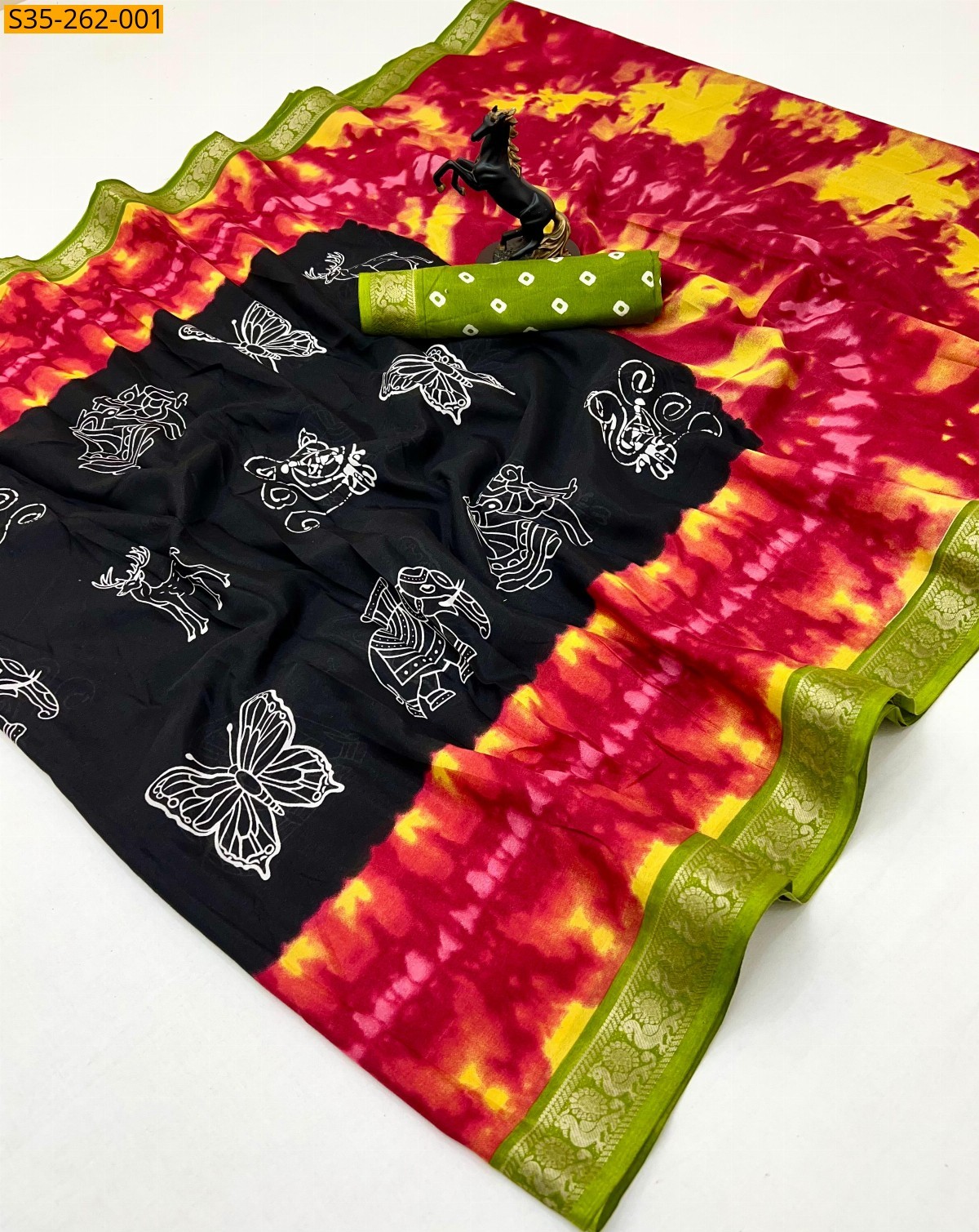 Black Fancy Semi Viscose silk saree