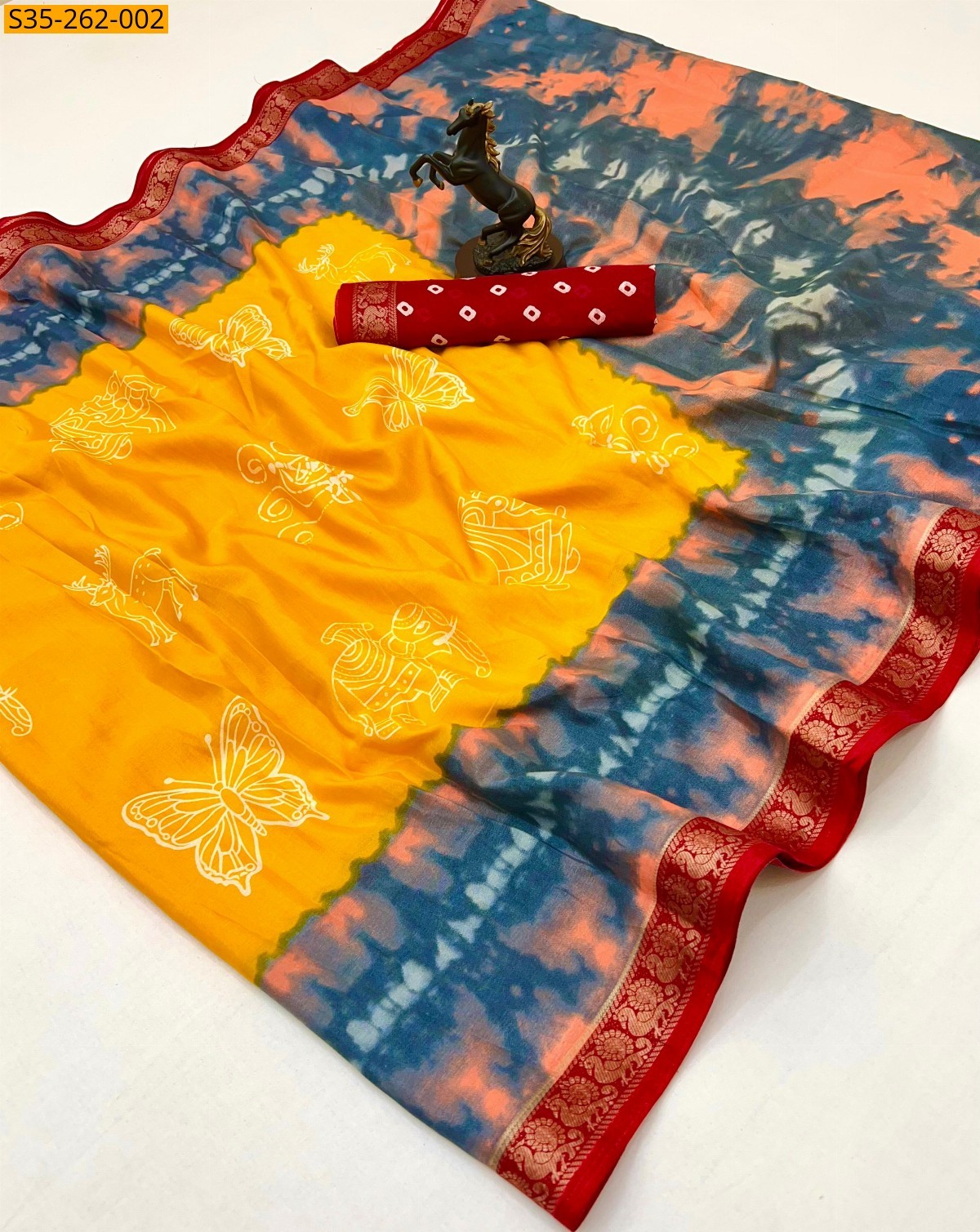 Yellow Fancy Semi Viscose silk saree