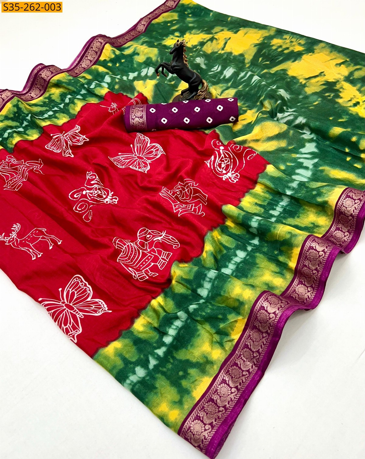 Red Fancy Semi Viscose silk saree