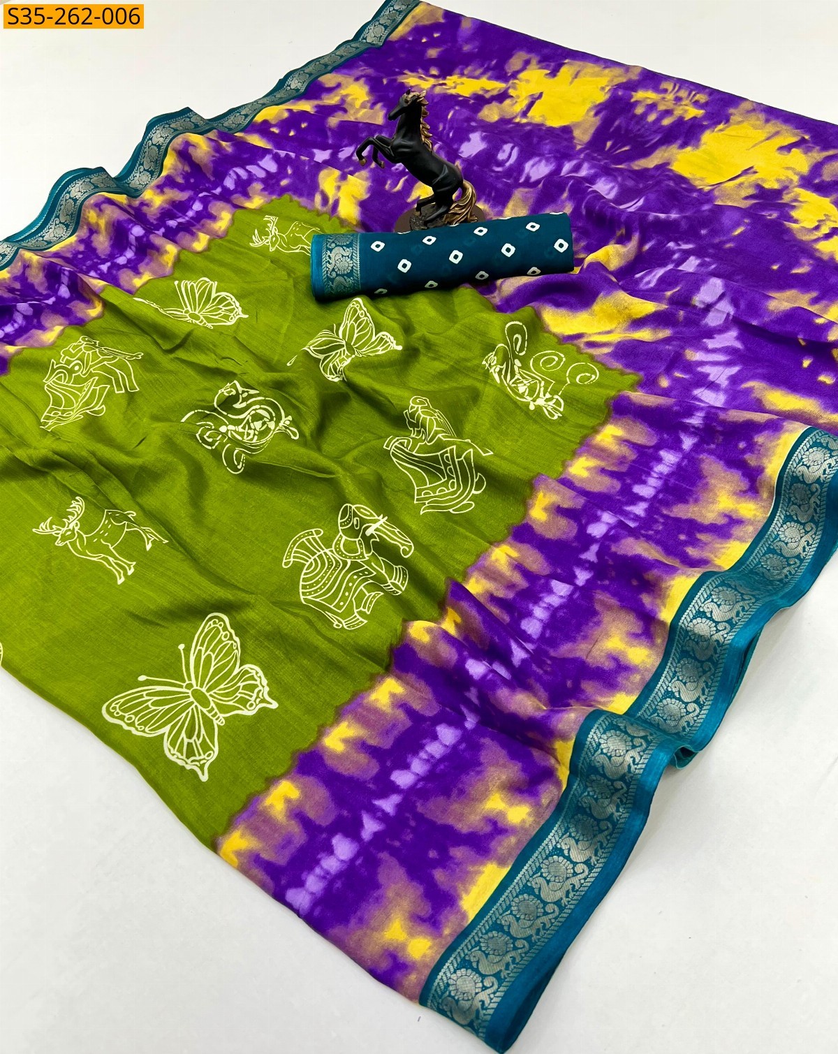 Green Fancy Semi Viscose silk saree