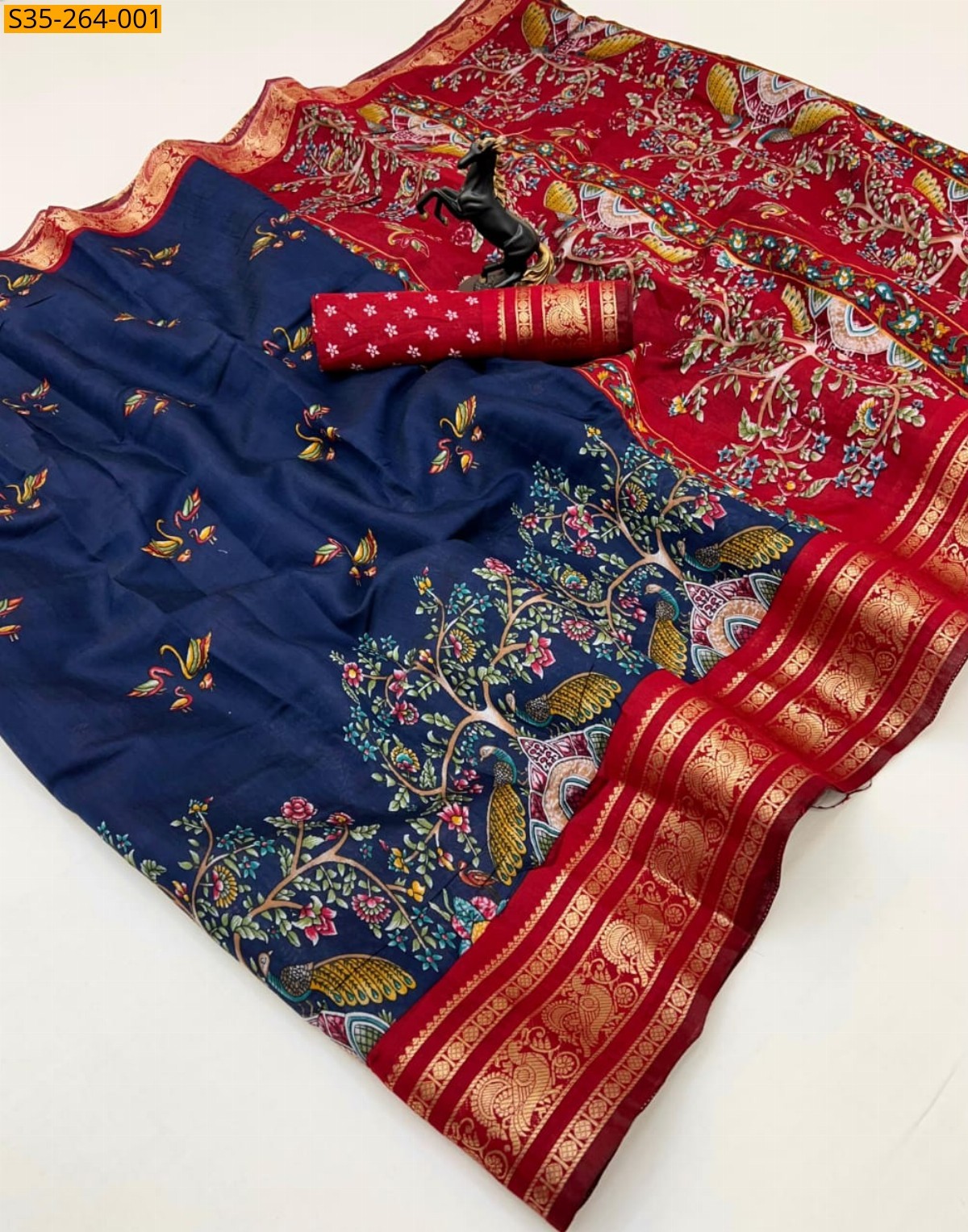 Navy blue Fancy Viscose Silk Saree