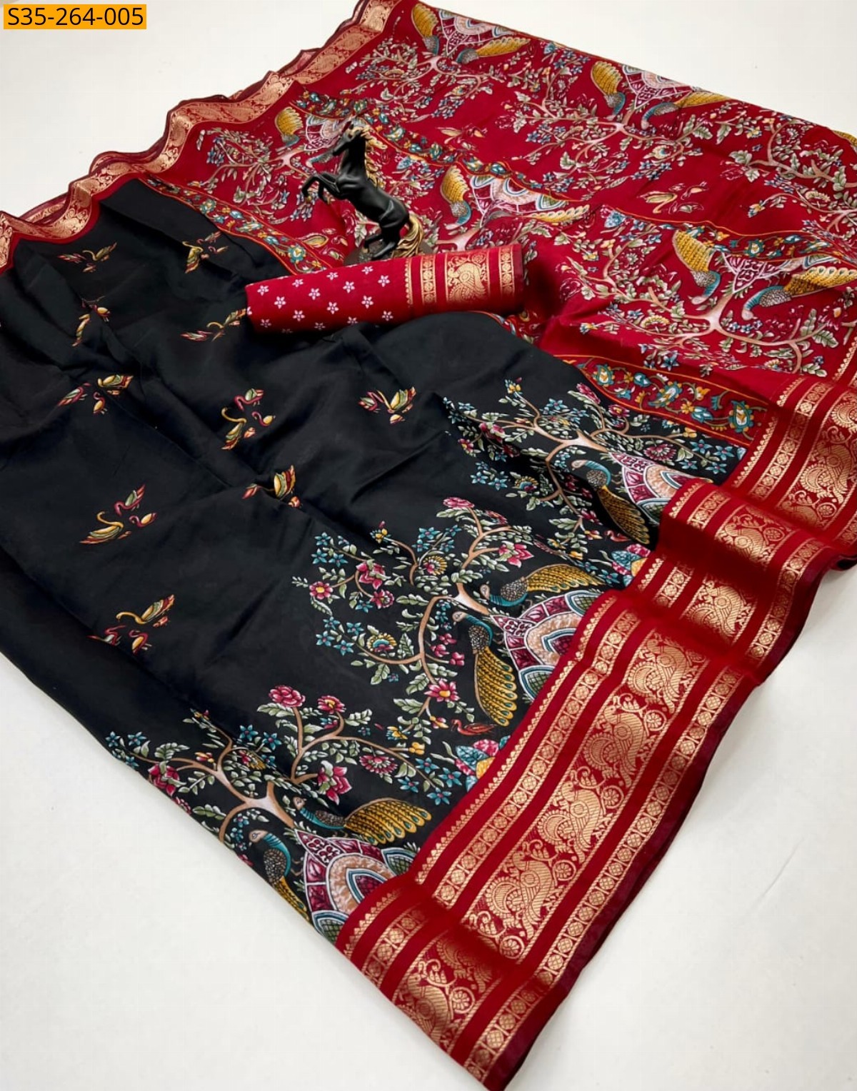 Black Fancy Viscose Silk Saree
