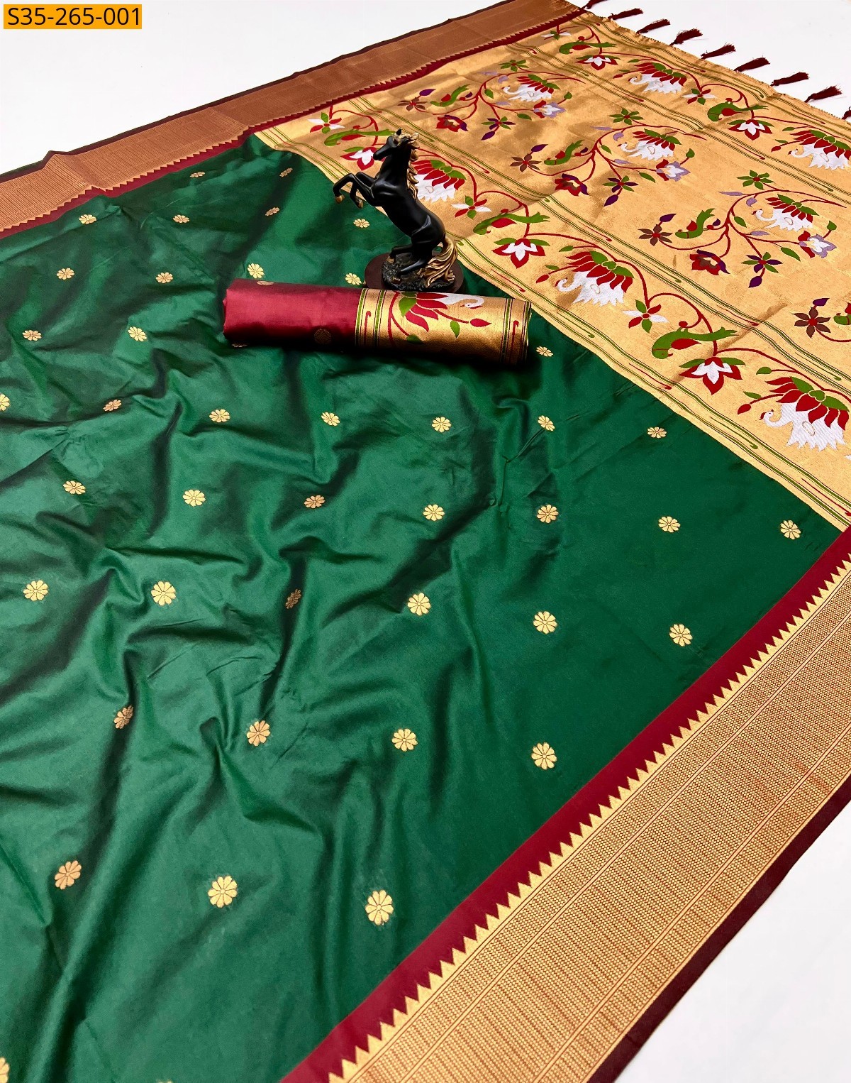 Green Fancy Paithani Silk Saree