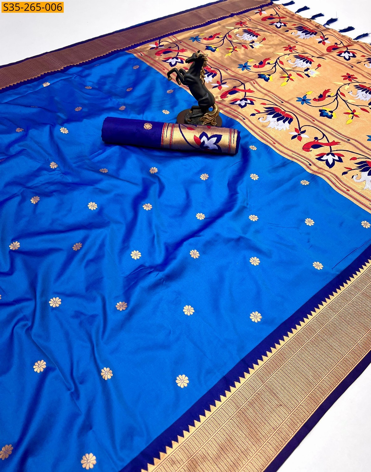 Blue Fancy Paithani Silk Saree