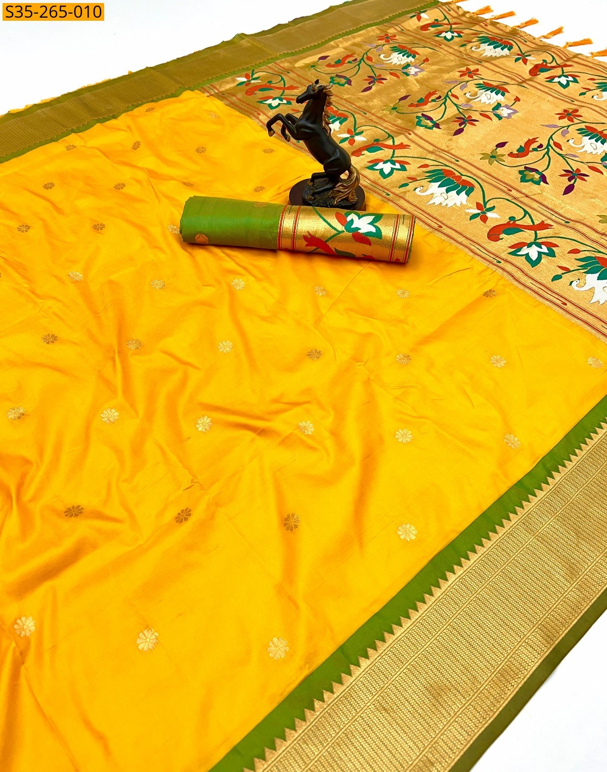 Yellow Fancy Paithani Silk Saree