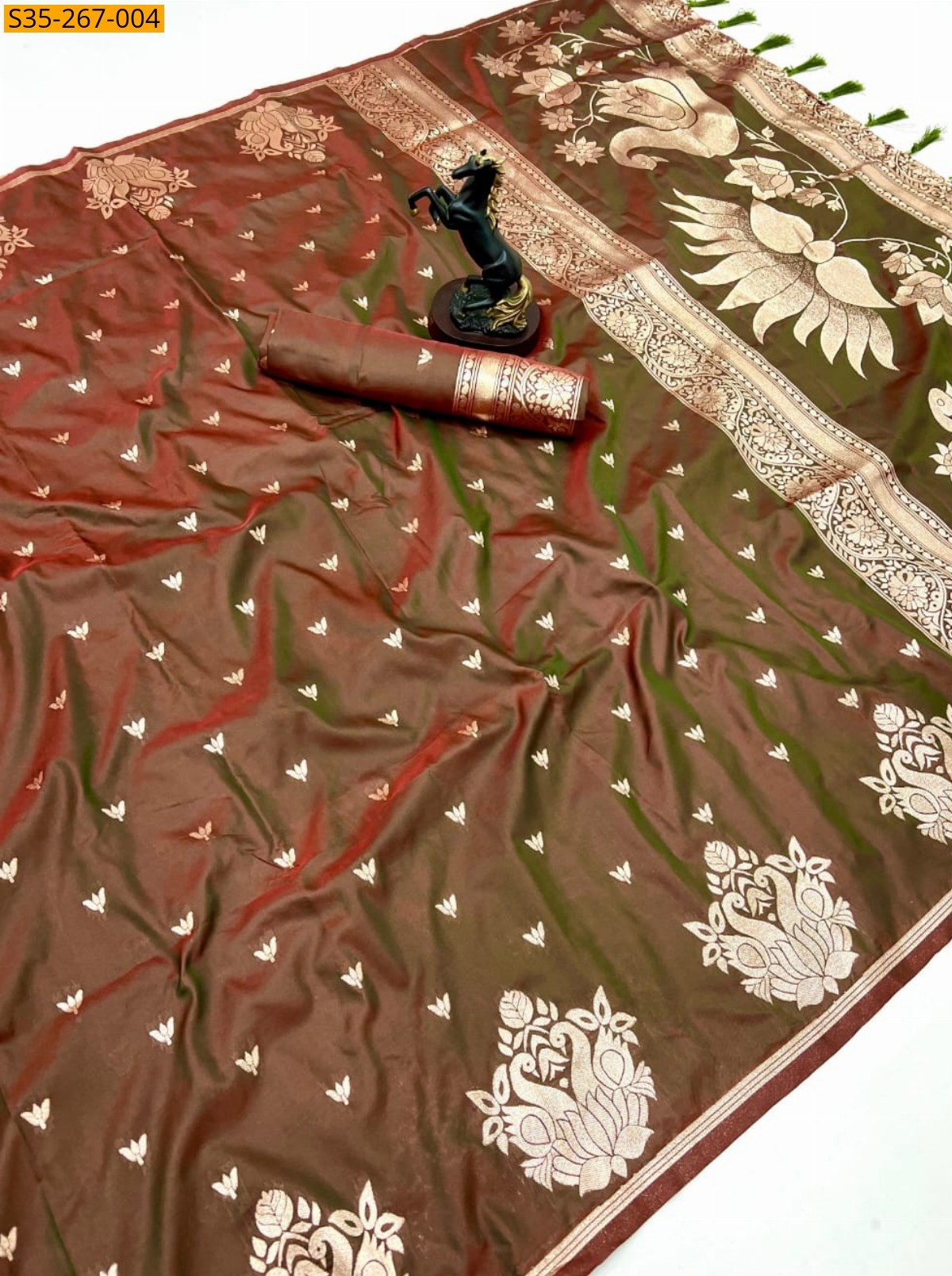 Brown Fancy Banarasi silk saree