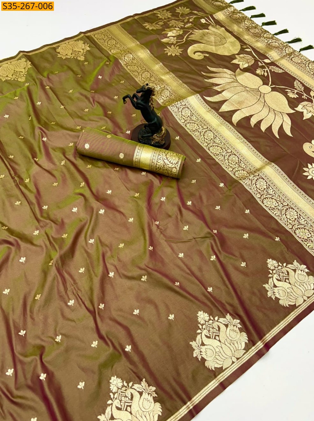 Brown Fancy Banarasi silk saree