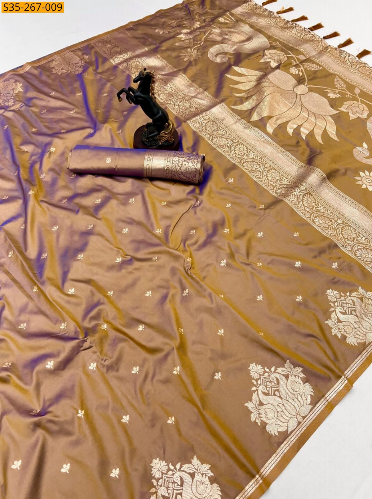 Brown Fancy Banarasi silk saree