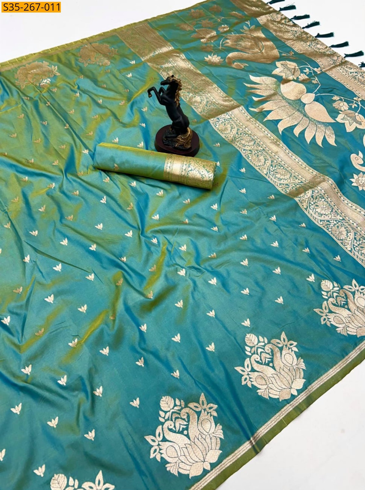 Green Fancy Banarasi silk saree