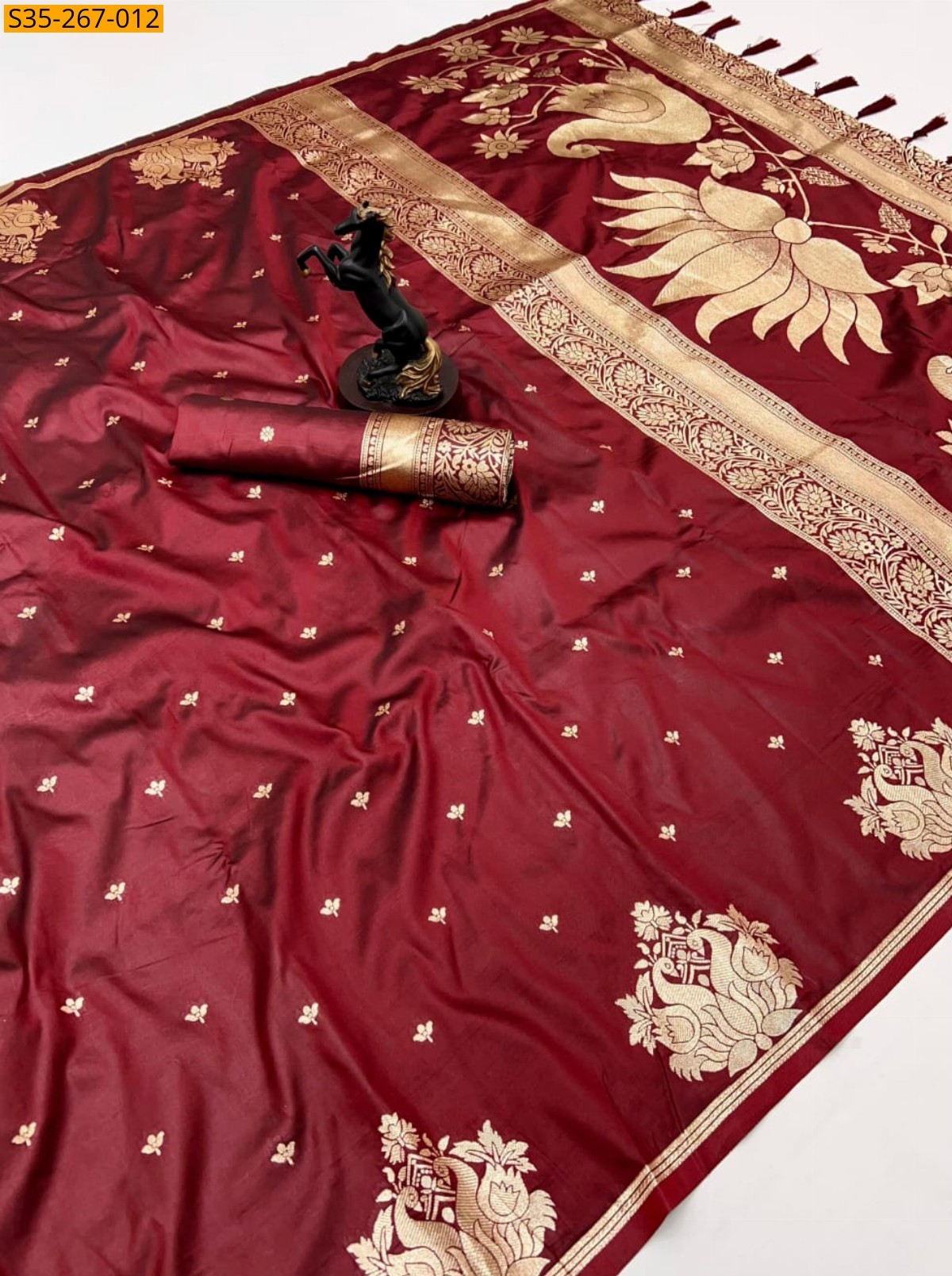 Maroon Fancy Banarasi silk saree