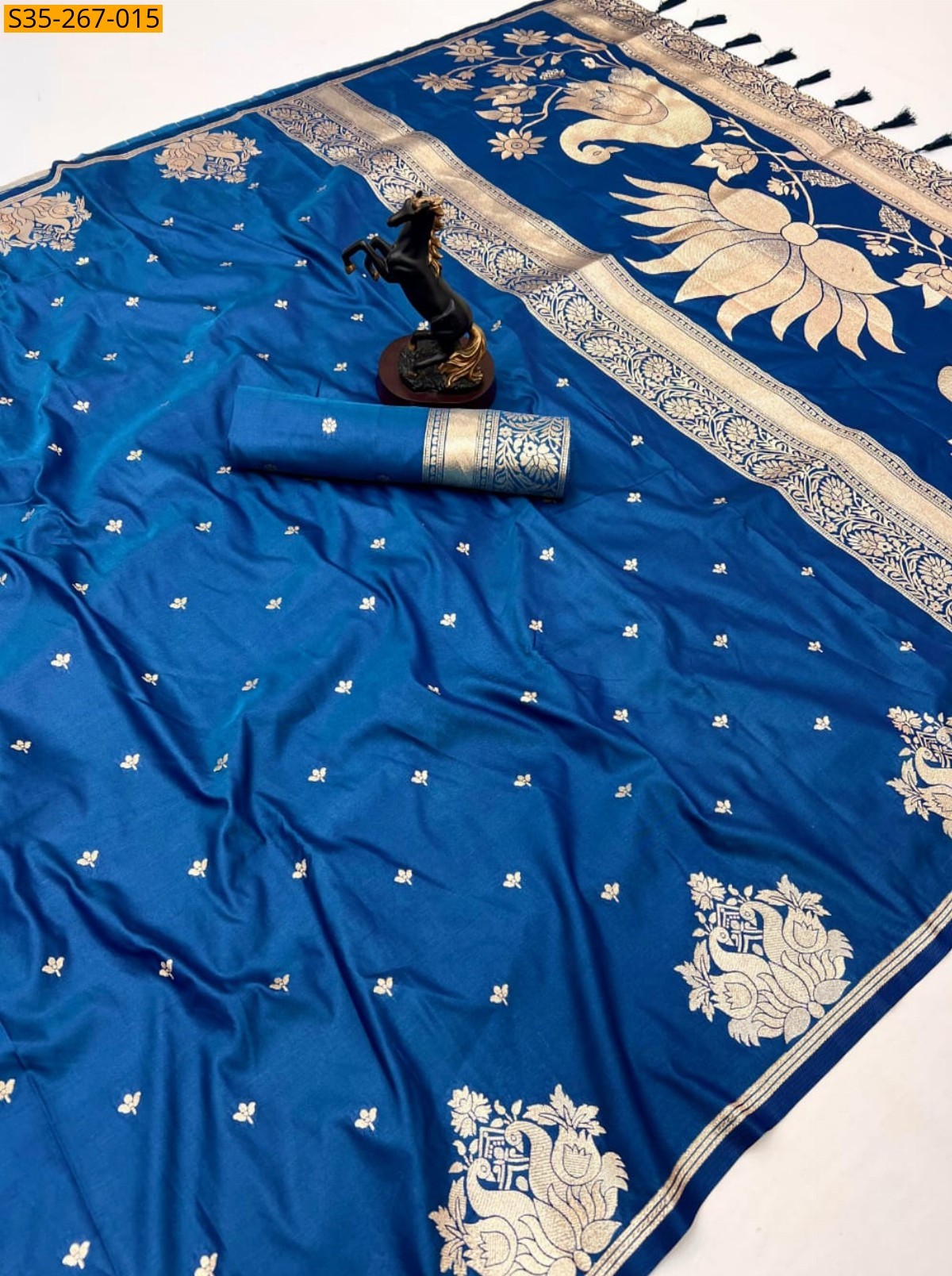 Navy Fancy Banarasi silk saree