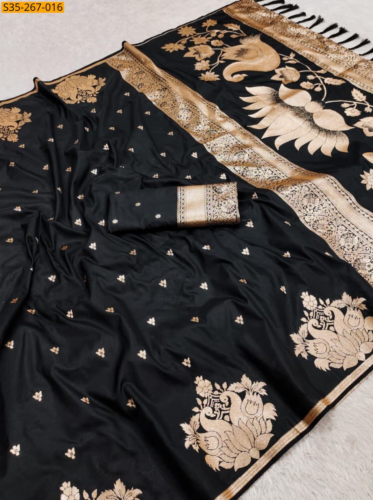 Black Fancy Banarasi silk saree