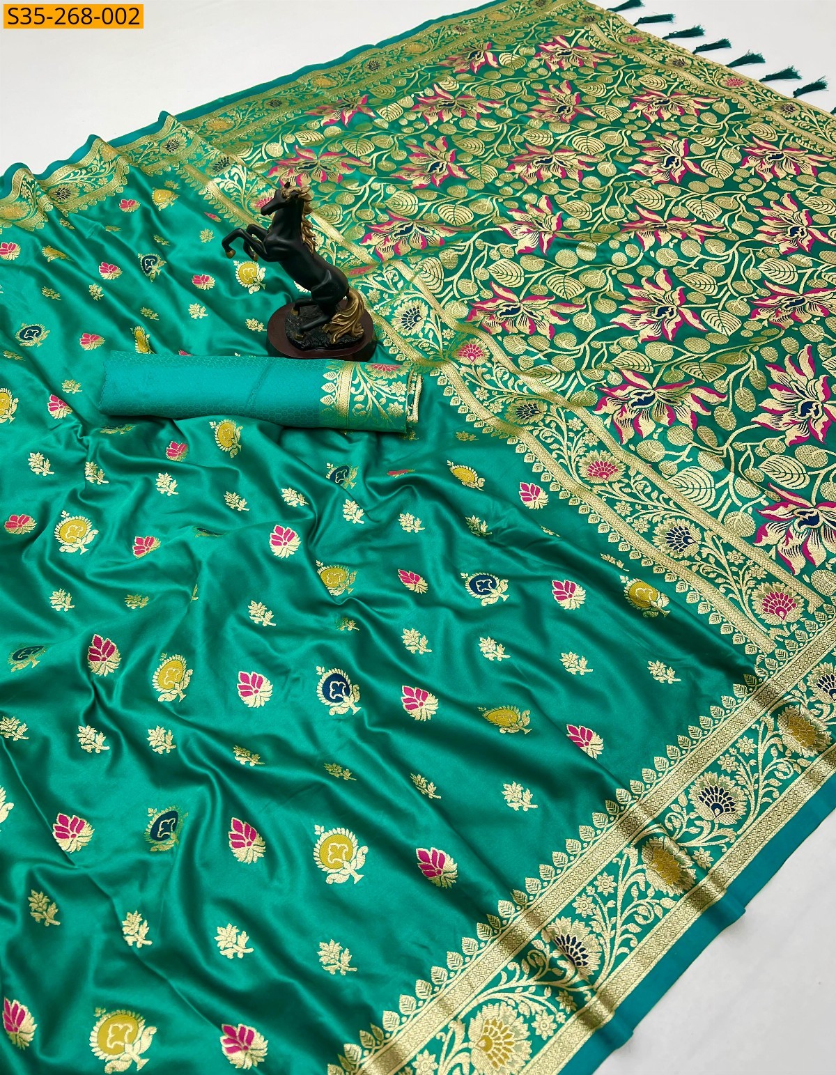 Green Fancy Banarasi Satin Mashroo Silk Saree