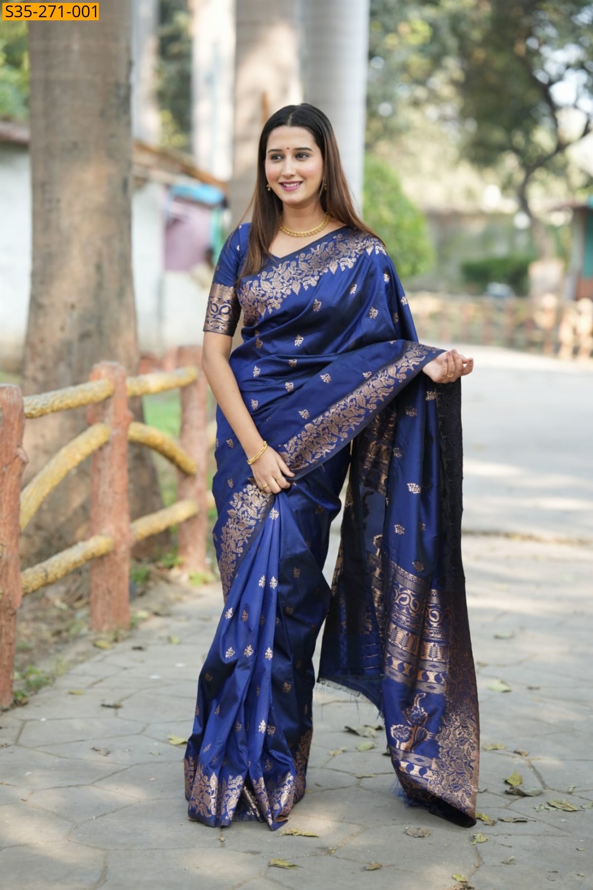 Navy Blue Fancy banarasi silk saree