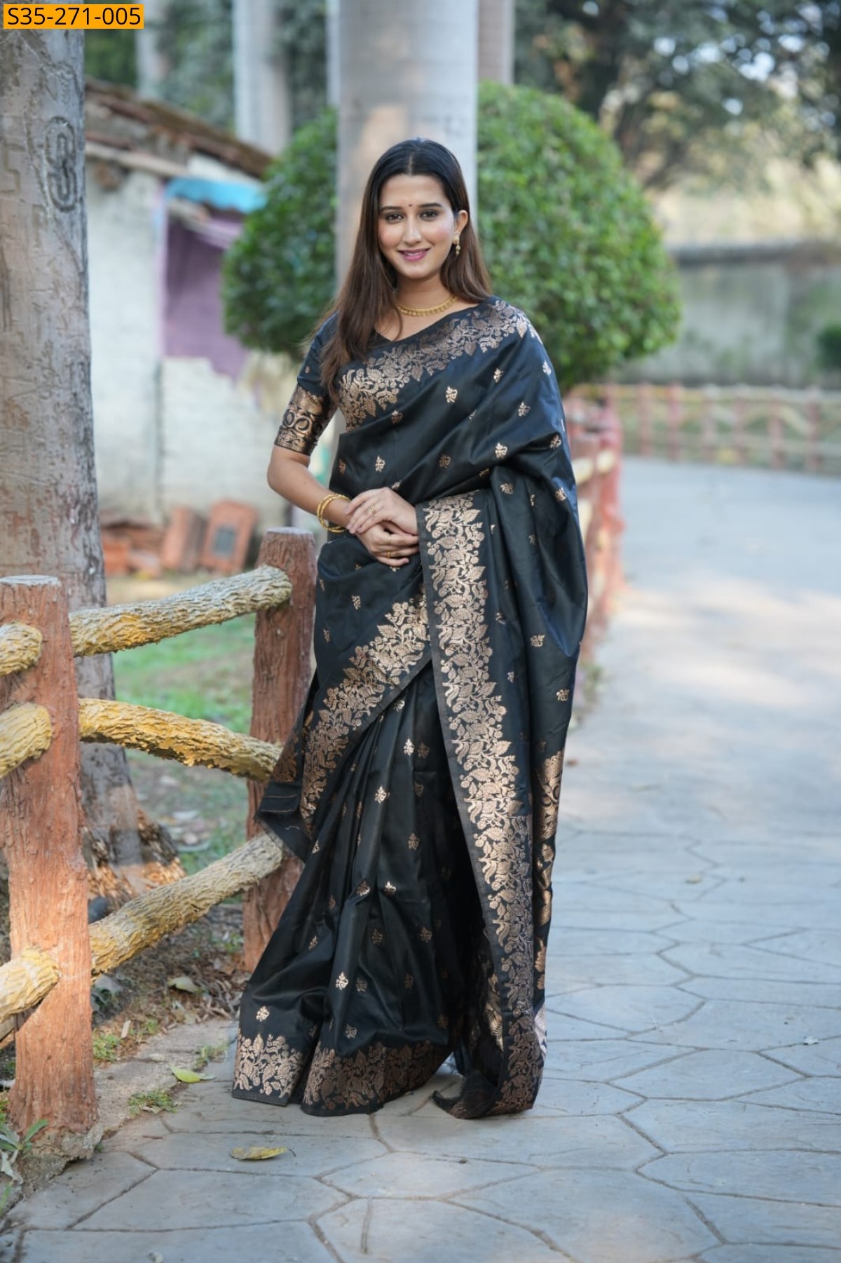 Black Fancy banarasi silk saree