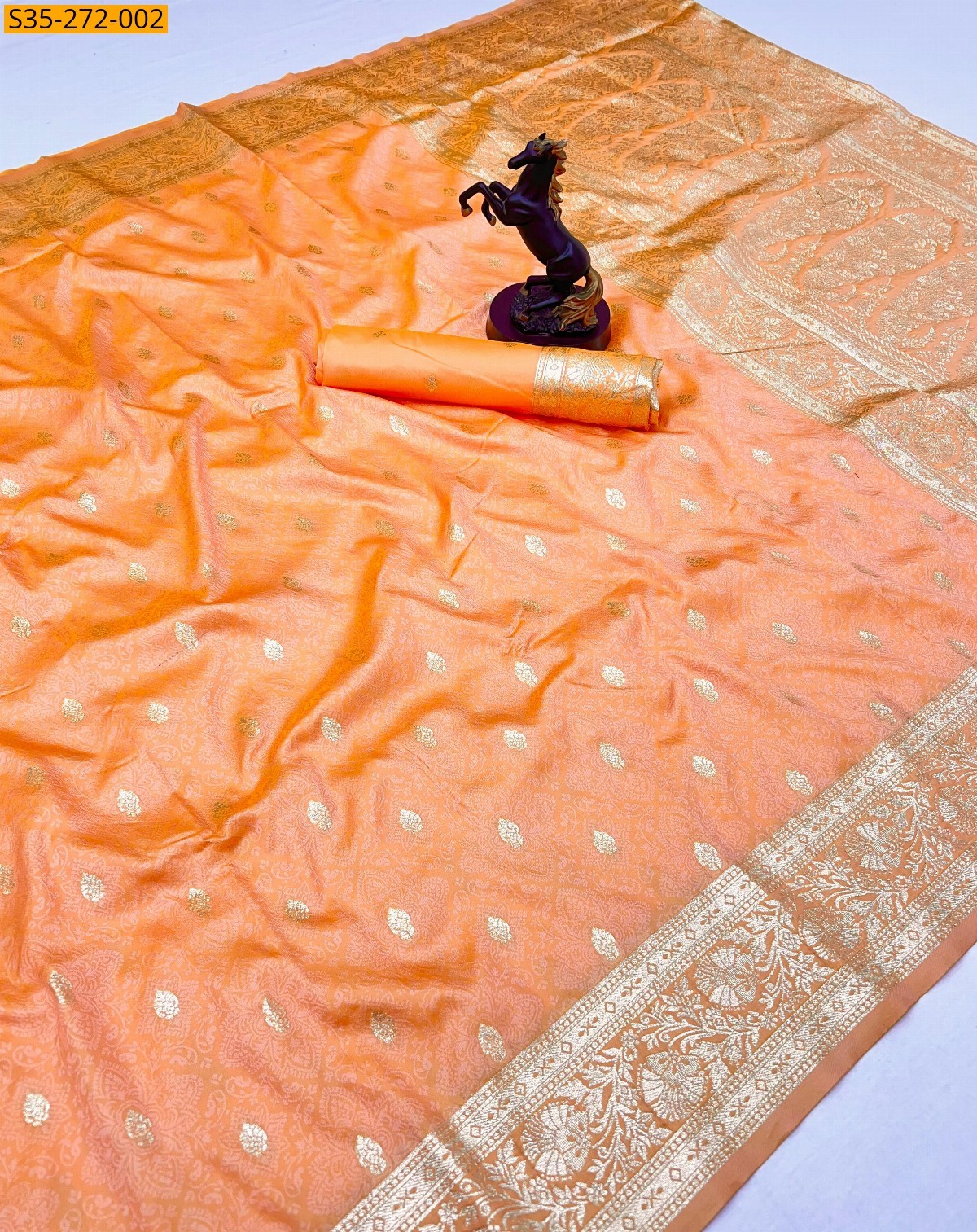 Orange Fancy banarasi silk saree