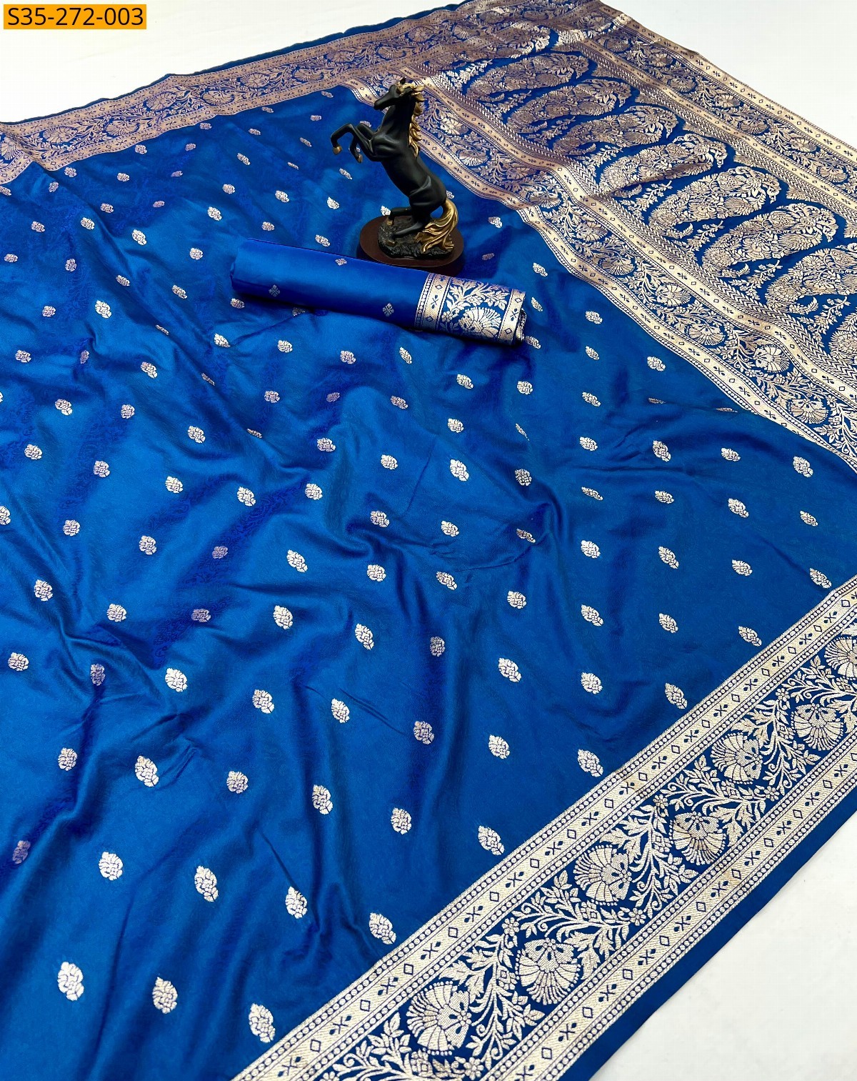 Navy Blue Fancy banarasi silk saree