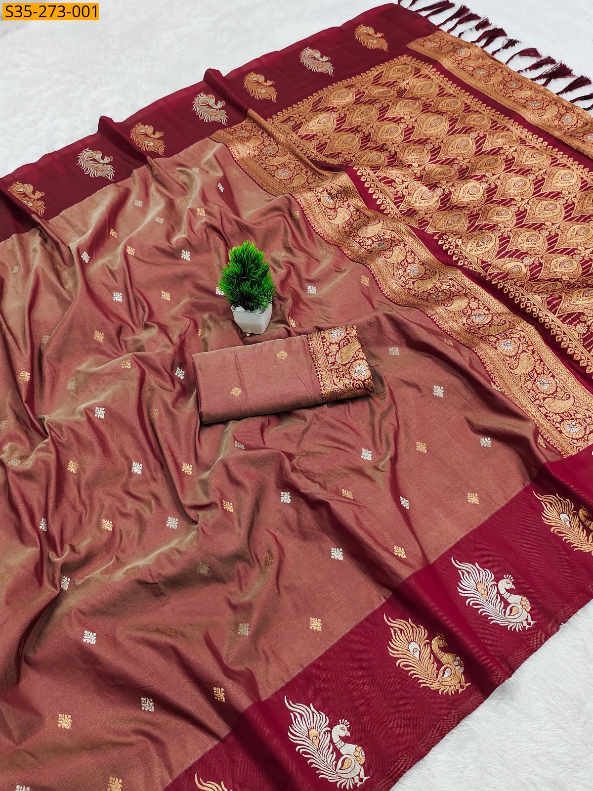 Maroon Fancy soft silk saree