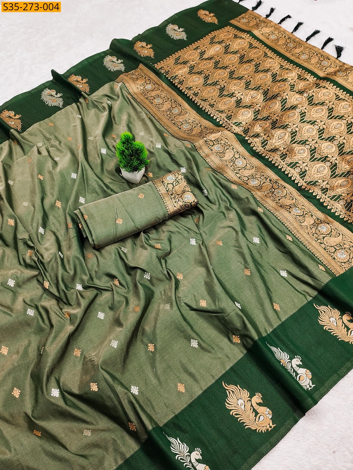Green Fancy soft silk saree