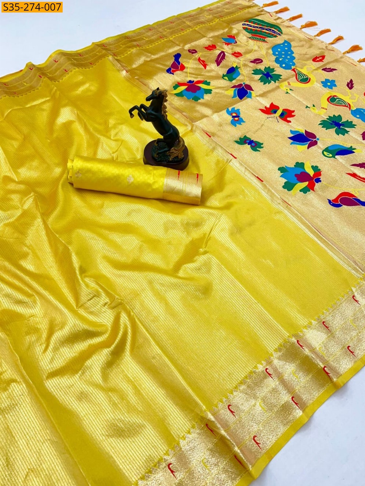 Yellow Fancy soft tissue silk saree