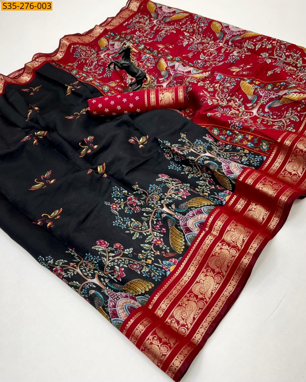 Black Fancy Viscose silk saree