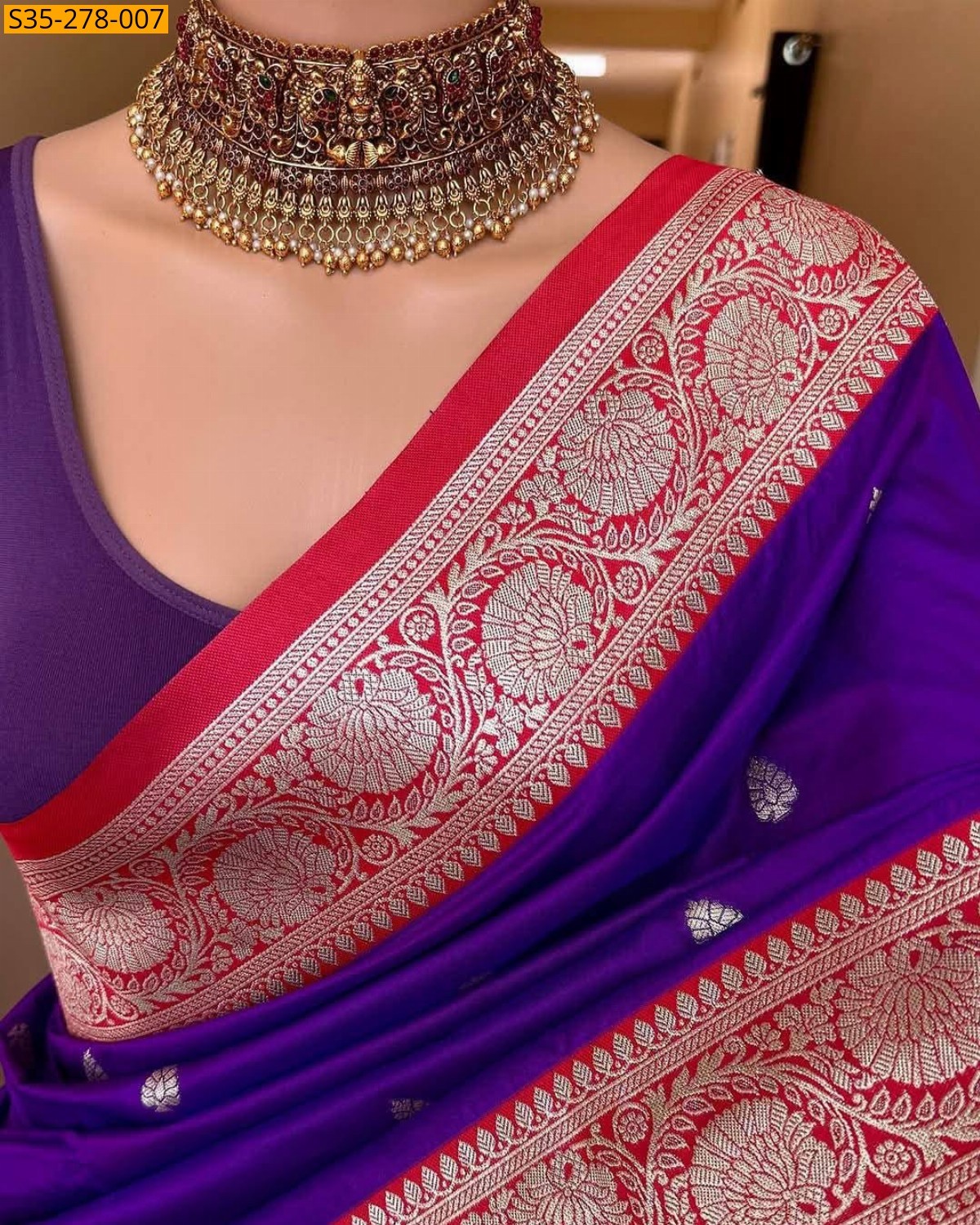 Voilet Fancy Banarasi soft silk saree